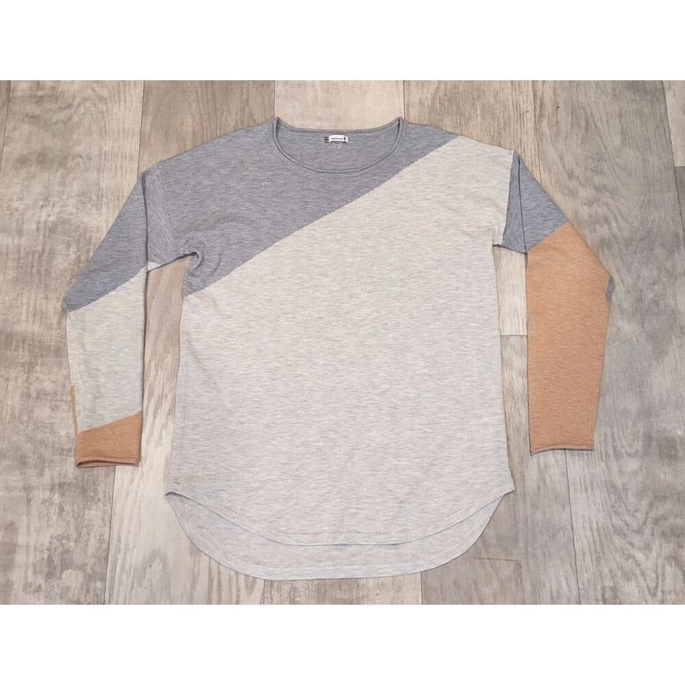 Smartwool Shadow Pine Colorblock Crew Sweater Womens L Cream Gray Tan Gorpcore